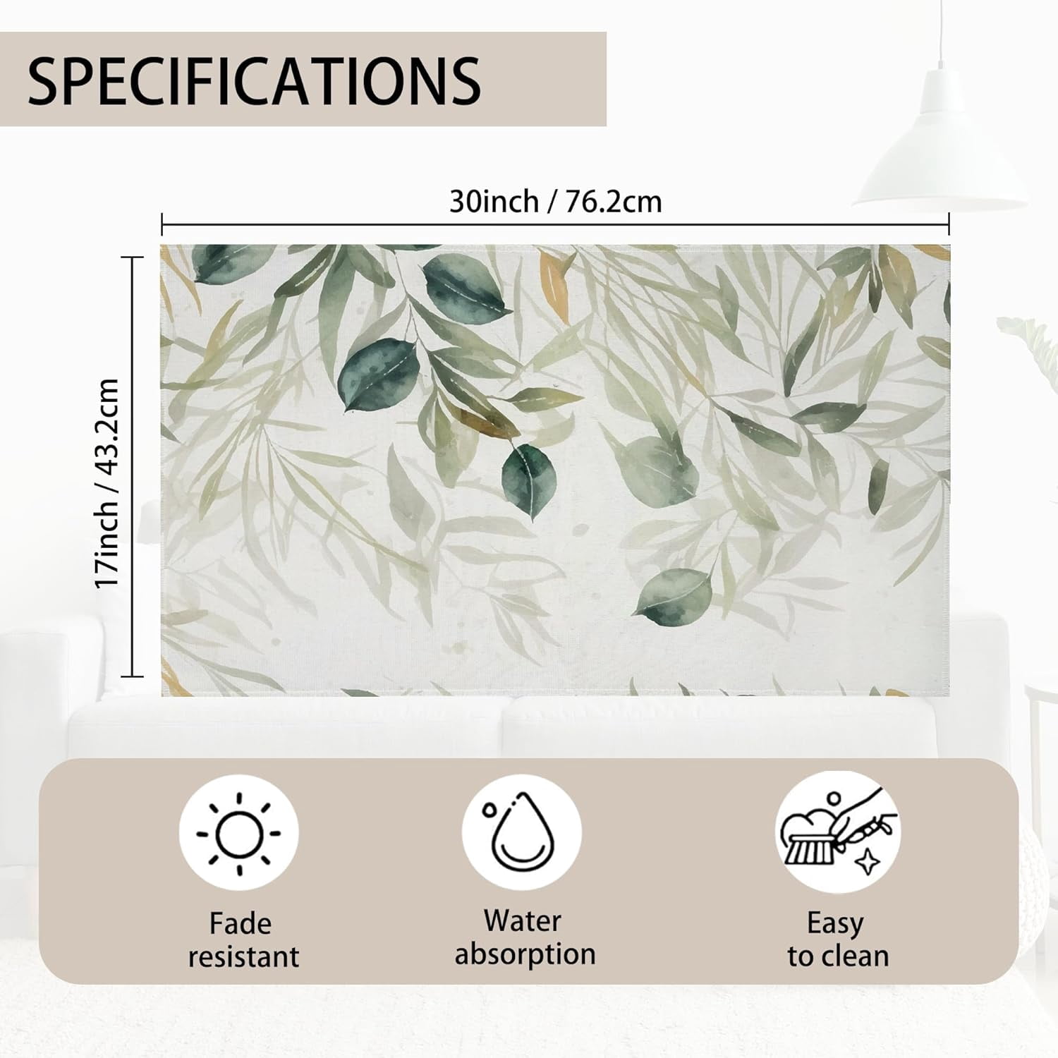 Welcome Eucalyptus Leaves Doormat Mat with Non-Slip Backing Indoor Outdoor Welcome Branches Seeds Door Mat for Entryway Porch Spring Summer Housewarming Gift 17x30INCH