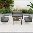 thumbnail image 2 of Seizeen 4 Pieces Patio Furniture Set, Outdoor Conversation Set All-aluminum, Porch Furniture Sets W/8cm Cushions & Table, Thickened Metal Patio Set for Deck Poolside Backyard Furniture, Black, 2 of 7