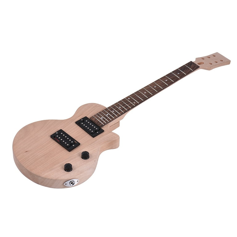 Muslady Children LP Style Unfinished DIY Electric Guitar Kit Mahogany Body Neck Rosewood Fingerboard Double Dual coil Pickups