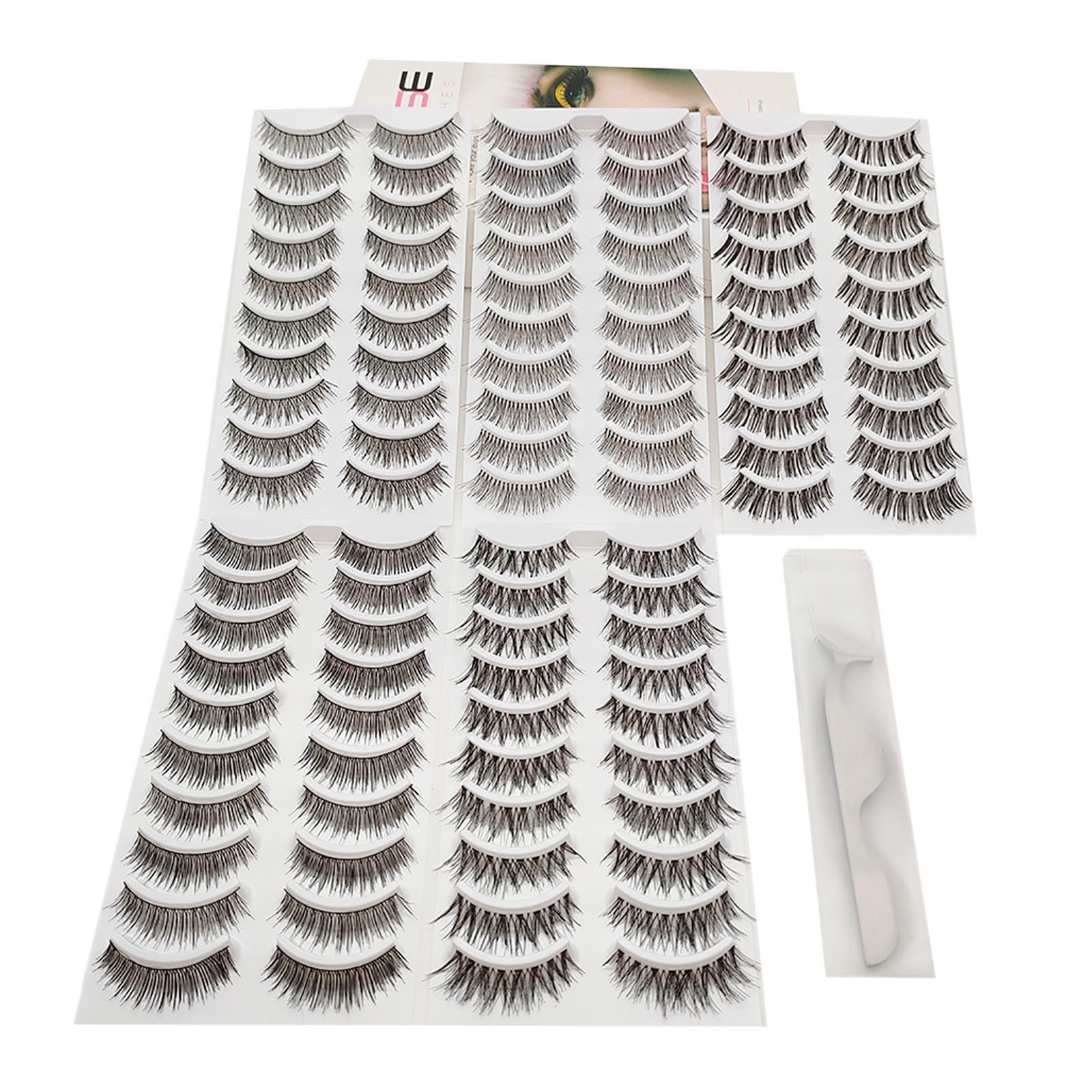 Wangjiaoid 50 Pairs Of Handmade False Eyelashes Set Thick And Five Styles 20 Pair False 1471