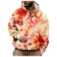 thumbnail image 3 of Caqnni Men's Tie Dye Hoodies Pullover Casual Kangaroo Pockets Drawstring Long Sleeve Hooded Sweatshirts Autumn Winter Coat (XXL,Orange), 3 of 5