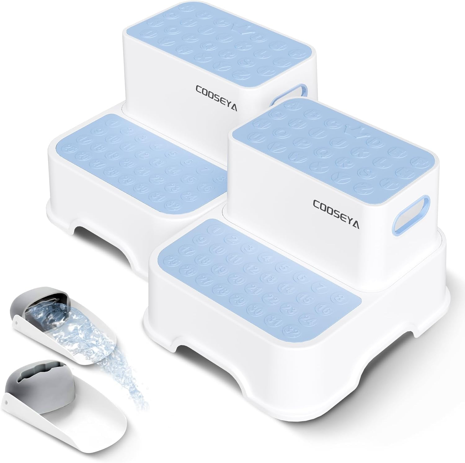 COOSEYA 2-Tier Step Stool for Kids, Toddler Step Stool, 2 Pack
