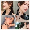 thumbnail image 3 of Pendientes largos con borlas para mujer, aretes de bola de Metal contraídos, joyería de temperamento para bodas, regalo, 2022, 3 of 4