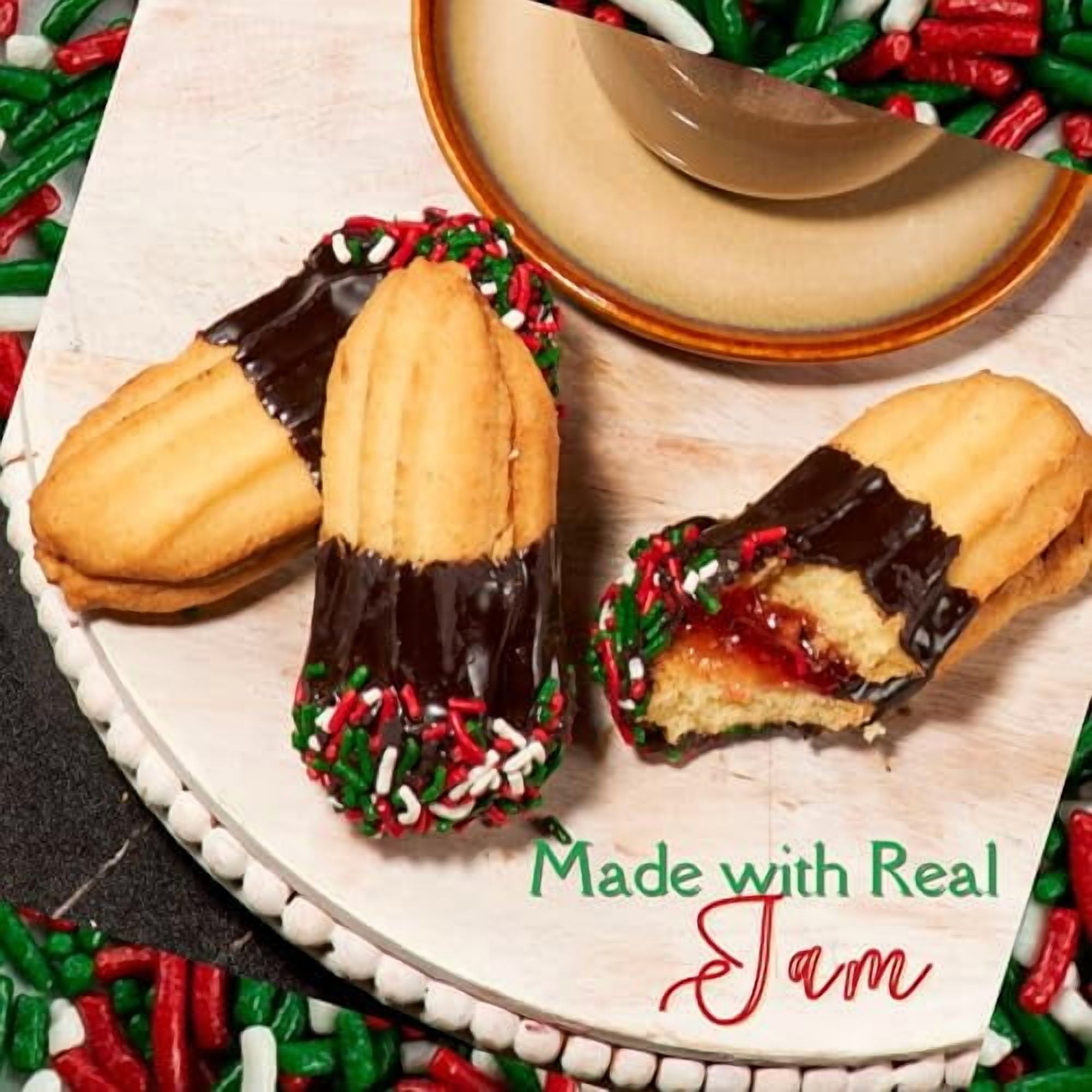 Christmas Cookies | Italian Chocolate Cookies Individually Wrapped Topped with Christmas Jimmies | Food Gift Baskets for Men, Women, Colleagues & Friends | Nut Free | Stern’s Bakery