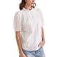 thumbnail image 4 of BLUSA DE CROCHET PARA MUJERES INSPIRADA CHIC CON CUELLO VOLANTE Y MANGAS CORTAS, DETALLES CALADOS, TOPS DE VERANO XL BLANCA, 4 of 6
