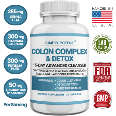 Colon Cleanse Detox Capsules for Colon Health, 15 Day Colon Cleanser Supplement w/Probiotic & Natural Laxative for Constipation Relief, Digestive Health, Colon Detox, Weight Loss & Energy Boost 30 Ct