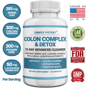 Simply Potents Colon Cleanse Detox Capsules with Probiotic & Natural Laxative, 30 Count