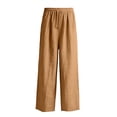 thumbnail image 4 of WUANDIXFA Sweatpants for Girls 5-15 Years Girls Linen Pants Drawstring Wide Leg Pants Summer Flowy Palazzo Beach Trousers with Pockets,Coffee,5-6 Years, 4 of 5