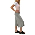 thumbnail image 3 of Womens Fold Over Gaucho Pants Culottes Low Rise Capris Foldover Flowy Going Out Flare Bottoms Wide Leg Capri Pants Gray XL, 3 of 8