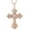 Rose Gold with Abstract Crytal, variant on Silvery Tone Religious Cross Pendant Necklace w/ Aquamarine Blue Or Clear Crystal Rhinestones