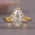 thumbnail image 2 of Gems Jewels Women's 925 Sterling Silver 2.20 Ctw Marquise Cut White Diamond Wedding Anniversary Engagement Halo Ring 14K Yellow Gold Plated -6, 2 of 2