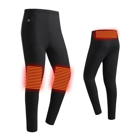 EGNMCR Long Johns, Outdoor Men's Heated Pants Pockets Plus Velvet To Keep Warm Heated Pants Solid Color Stretch Heating Casual Zipper Elastic Men's Pants Men's composite plush thermal underwear