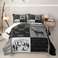 thumbnail image 2 of Erosebridal Olive Camping Patchwork Twin Quilt Set,Adventure Camp Twin Coverlet Set For Boys,2-Piece, 2 of 7