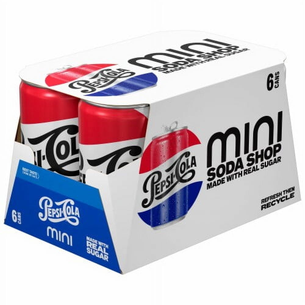 Pepsi Mini Real Sugar Cola Soda 6 ct / 7.5 fl oz - Pack of 2