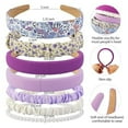 thumbnail image 2 of 7pcs Headbands for Women, Non Slip Wide Floral Padded Headband Cute Pearl Hairbands for Womens Gilrs Thin Thick Short Hair Fashion Accessories, Purple, 2 of 9