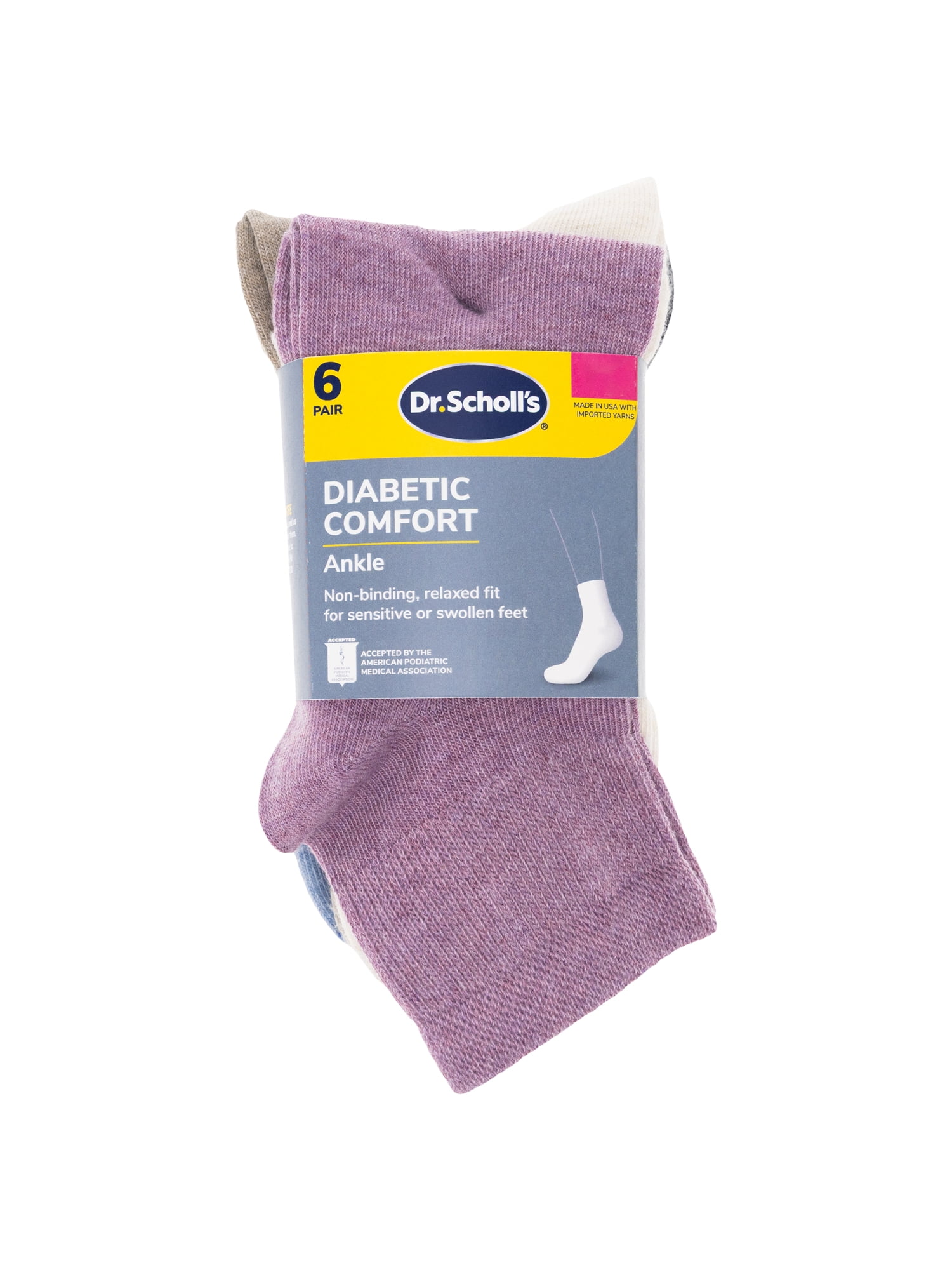 Dr. Scholl's Women's Diabetes and Circulatory Ankle Socks, 6 Pack, Size 4-10