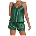 thumbnail image 3 of Bxsruta Women's Satin Cami Pajama Set V Neck Lace Trim Camisole Top Adjustable Spaghetti Straps Shorts Soft Breathable Comfortable Sleepwear Loungewear for Home Vacation Daily Wear, 3 of 7