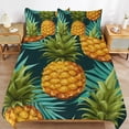 thumbnail image 6 of 3 Pcs Soft Bedding Set, Includes 1 Duvet Cover with Zipper And 2 Pillow Shams,A Close Up of A Pineapple And Palm Leaves Pattern Twin(86"x70"), 6 of 8