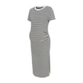 thumbnail image 6 of vigerkar Women's Casual Striped Maternity Dress Short Sleeve Sleeve Split Thigh Bodycon Dresses Pregnancy Clothes White, S, 6 of 9