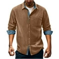 thumbnail image 2 of gbyLJF Men's Corduroy Jacket Long Sleeve Button Down Shirts Double Pockets Turndown Collar Casual Shirt Jackets, 2 of 9