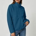 thumbnail image 4 of cocolona Fall Winter Jacket for Women Raglan Sleeve Stand Collar Fleece Outerwear Casual Zipper Solid Color LightWeight Tops with Pocket, 4 of 7