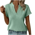 thumbnail image 2 of LADIGASU Women's V-neck Short-sleeved Loose Shirt Top, 2 of 5