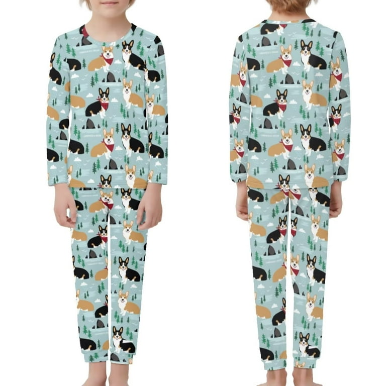 Renewold Kid Corgi Dog Pajamas Shirt Set Comfort Round Neck Jogger Walking  Sweatsuit 2 Pieces Sleepwear Tracksuit Relaxed Tops Outfits Loungewear Size  7-8