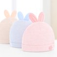 thumbnail image 4 of 2PCS Newborn Baby Hat Two-Layer Elastic Cozy Baby Cotton Cap Infant Rabbit Hat, 4 of 10
