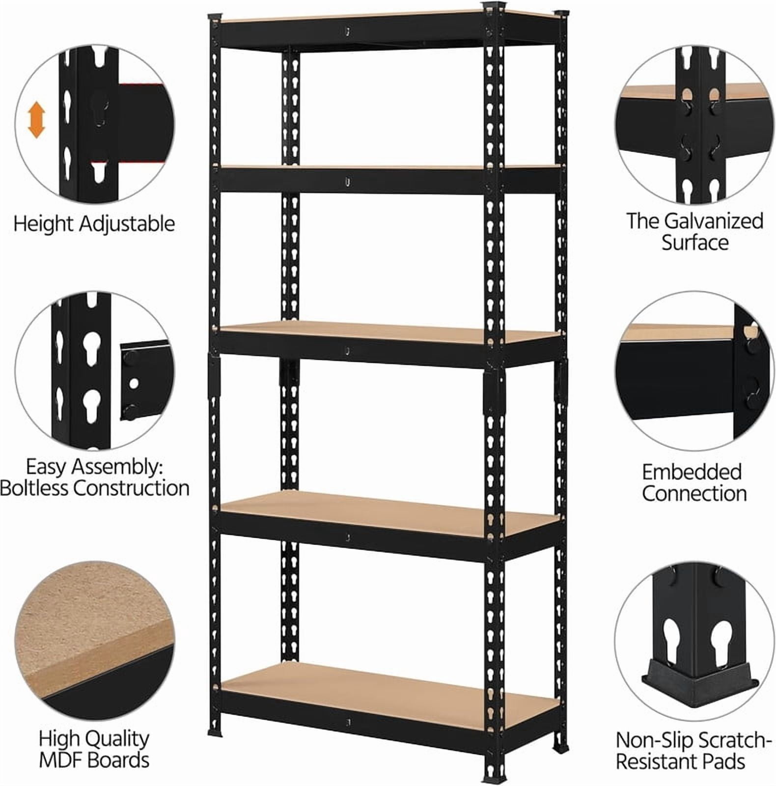 5-Tier Heavy Duty Metal Shelving Unit,1500 lbs Capacity, Adjustable Storage Rack