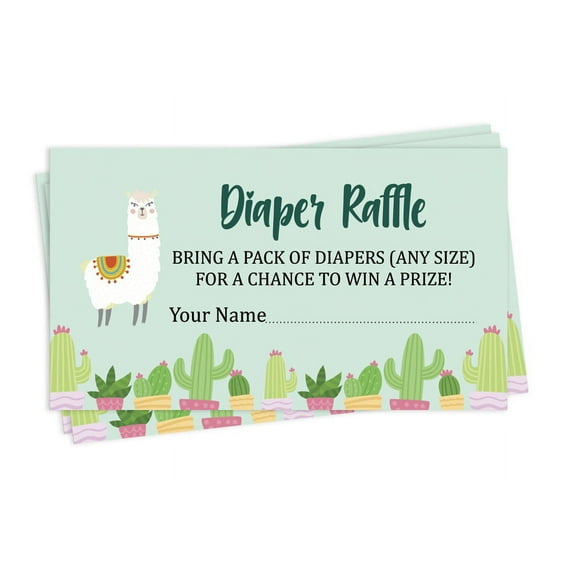 Inkdotpot 30Baby ShowerDiaper Raffle Ticket Lottery Insert Cards Supplies Games For Baby Shower Party Llama Gender Neutral Bring A Pack Of Diapers To Win Favors Gifts And Prizes