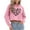 Pink, variant on mihongmao Valentine Oversized Hoodies for Women Winter Solid Color Printed Long-Sleeved Round Neck Long-Sleeved Pullover Top Red S