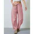 thumbnail image 6 of Lentta Women's Barrel Leg Sweatpant Drawstring Elastic Waisted Wide Leg Pants Casual Cotton Palazzo Trousers with Pockets, 6 of 7