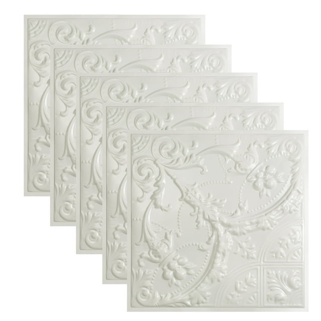 Great Lakes Tin Saginaw Gloss White 2ft x 2ft Lay In Ceiling Tiles (5 Pack)