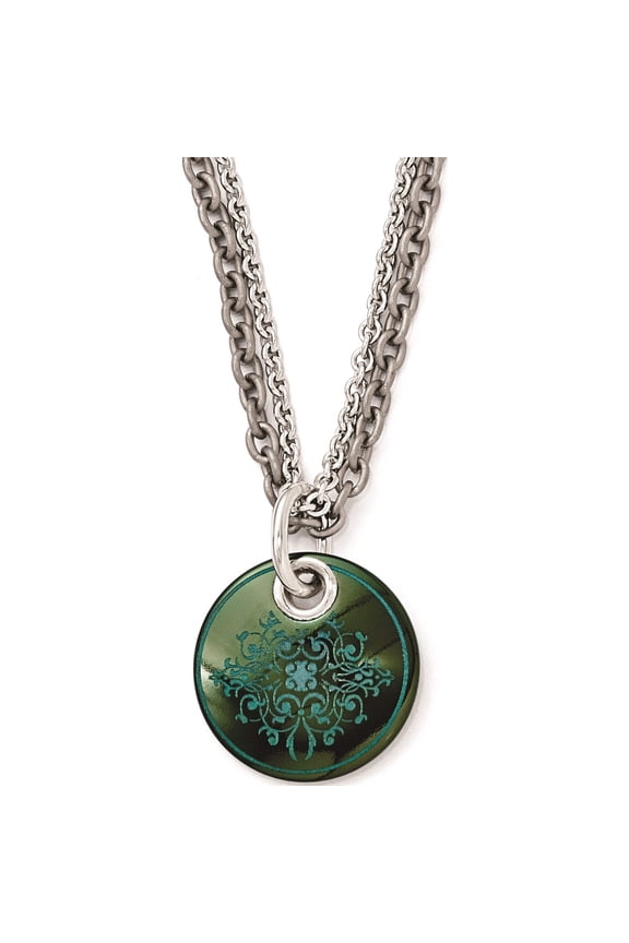 Black Ti Teal Anodized & Sterling Silver w/ 2in ext. Necklace