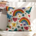 thumbnail image 6 of rainbow hearts butterflies Linen toss pillowcase decoration pillowcase gifting preferred 24x24 inch cushion cover 4 sets sofa pillowcase sofa bedroom living room car, 6 of 8