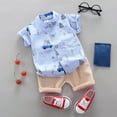thumbnail image 3 of YUEHUA Boys 2 Piece Summer Outfit Size 14 Slim Fit Elastic Waist Shorts Train Pattern Soft Lightweight Fabric Crewneck Tops Tees Shorts Sets Boy's 2 Piece Outfits, 3 of 3