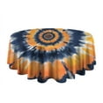 thumbnail image 5 of Orange Blue Tie Dye Mandala Pattern Round Tablecloth 60"x60",Wrinkle Wipeable Table Cloth for Kitchen Dining Room Picnic Patio Party, 5 of 6