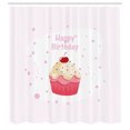 thumbnail image 2 of Ambesonne Birthday Shower Curtain, Cupcake with Cherry Art, 69"Wx70"L, Soft Pink Dark Coral Blue, 2 of 4