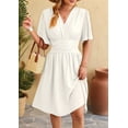 thumbnail image 2 of Women'S Dress 2025 Summer Deep V Neck Elegant Ruffle Mini Dress Waist Dresses White XL, 2 of 8
