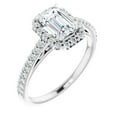 thumbnail image 4 of Amor Jewel 14K White Gold Plated Anniversary Ring - Amazing 2.6 Ct Emerald Cut Diamond Halo Wedding & Engagement Rings - Solitaire with Accent Party Wear Jewelry - Valentine Gift Rings for Wife, 4 of 5