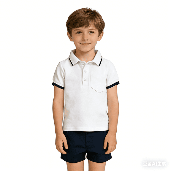 CYRBOKO Boys Outfit Sets, Summer 2 Pieces Casual Short Sleeve Polos and Shorts White Size 7-8 T