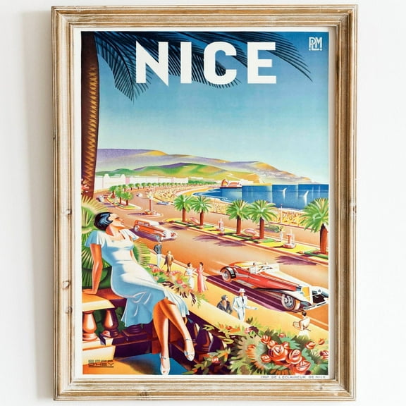 Kna Prints - Nice Travel Poster Art Deco French Riviera Vintage Wall Art Fashion Woman 1920S South Of France Cã´Te D'Azur French Poster Print Unframed Poster, UNFRAMED-8x12