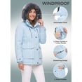 thumbnail image 6 of Wantdo Women's Plus Size Winter Coat Recycled Puffer Jacket Warm Thicken Parka Overcoat with Removable Hood Light Blue 2XL, 6 of 11