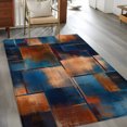 thumbnail image 5 of Blue Brown Color Block Area Rug 3x5 Washable Rug Non Slip Abstrat Vintage Stripes Modern Art Large Area Rug Indoor Floor Carpet for Entryway Bedroom Kitchen Living Room Home Office Dining Room, 5 of 9