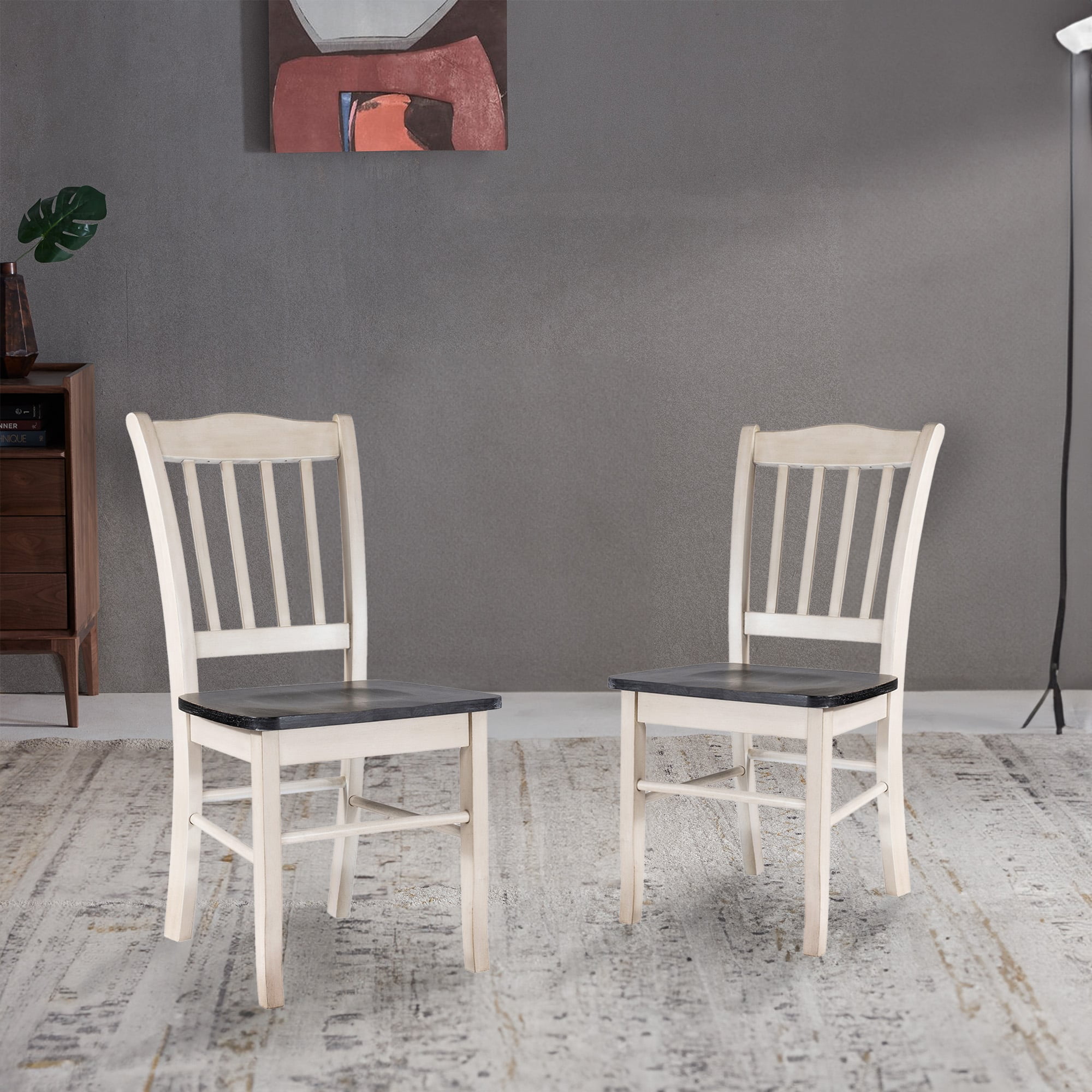 Shaker Dining Chairs - Set of 2 - European Black Ash/Antique White
