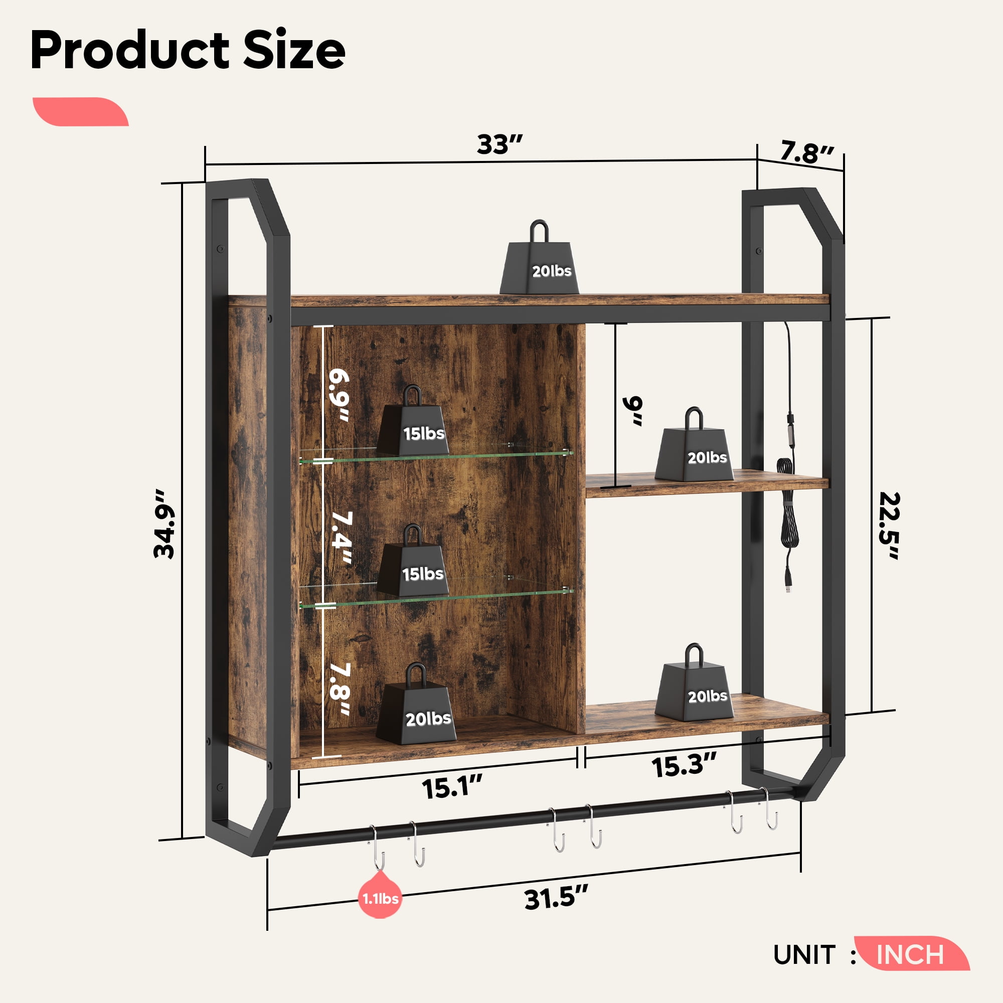  ARTIBETTER 6 Pcs Collapsible Shelf No Drill Floating