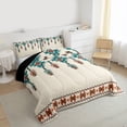 thumbnail image 3 of jejeloiu Retro Aztec Geometric Full Size Comforter Sets,Cyan Beige Bedding Sets For Men Women Reversible 3pcs, 3 of 8