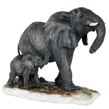 Collectible Statue Figurine - African Elephant with Baby Elephant Endangered Wildlife Collectible Figurine Statue Decor Gift