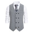 thumbnail image 3 of Men's Classic Plaid Waistcoat Slim Fit Double Breasted Suits Vest for Wedding Prom Business, 3 of 5