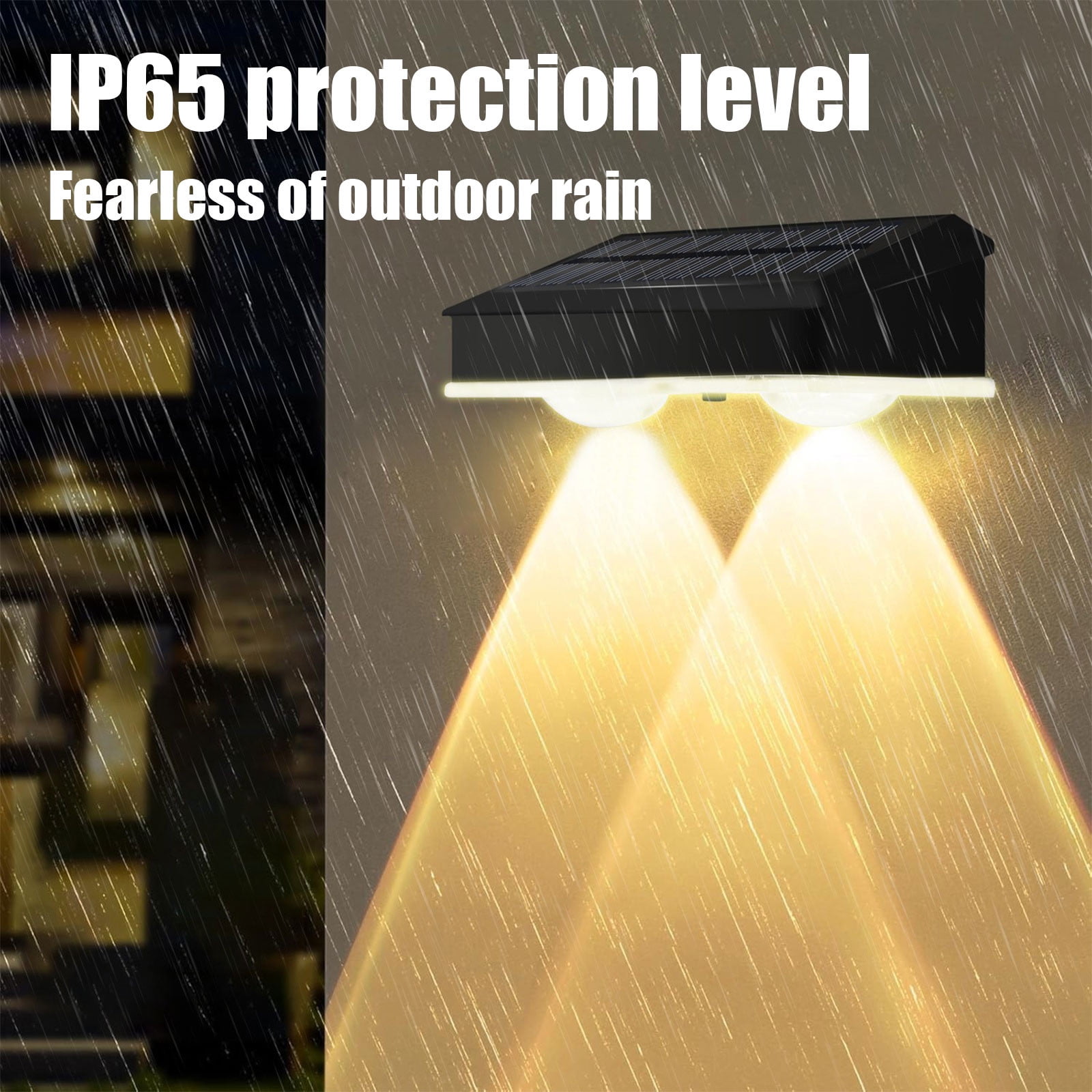 Djiypn Solar Fence Lights Outdoor, 10 Pack Warm White Fence Lights Solar Powered with 2 LED, IP65 Waterproof, Deck Lighting for Backyard, Patio, Wall, Railing, Pool, Stair